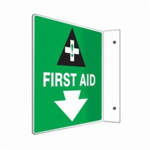 SIGN PJTN 90D 8IN 8IN WHT ON GRN PLSTC