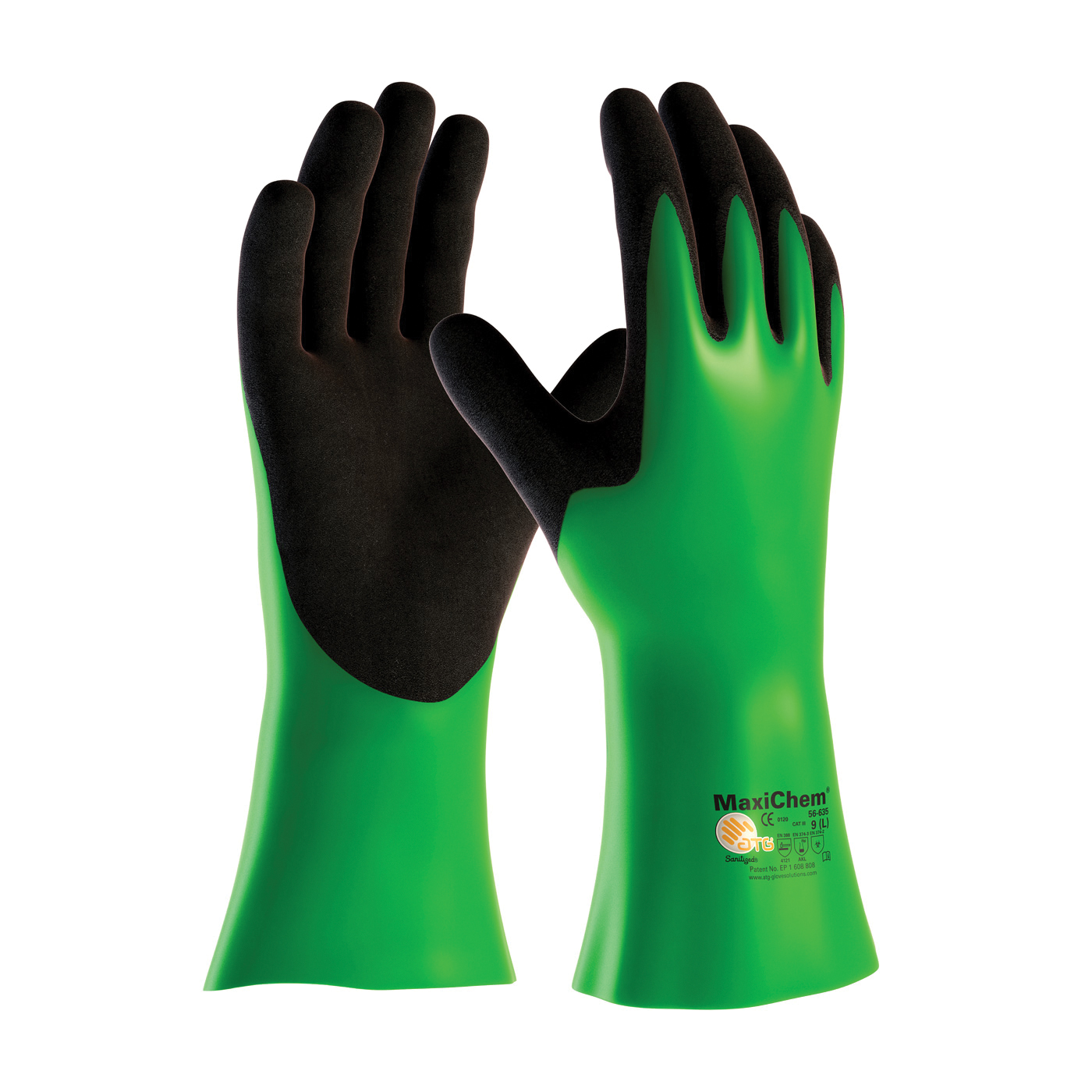 GLOVES CHEMICAL RESISTANT L BK/GRN SMLS