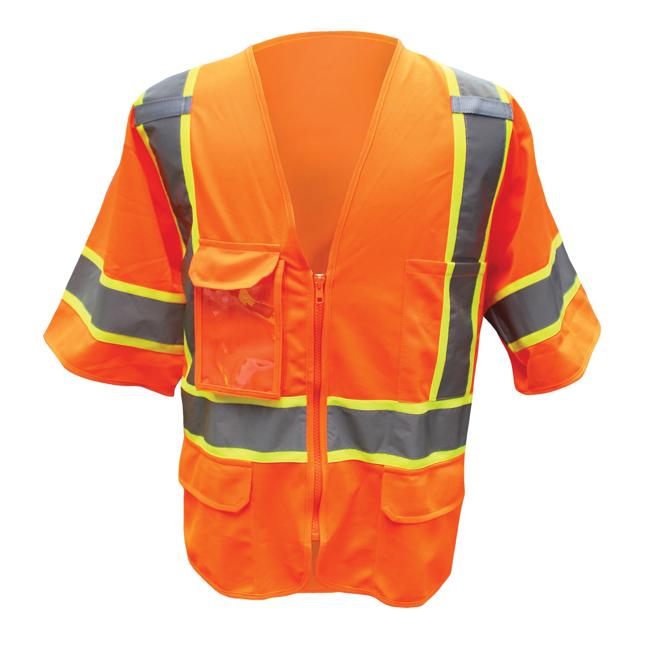 VEST SAF 4XL HI-VIZ ORN POLYEST ZIPPER 4