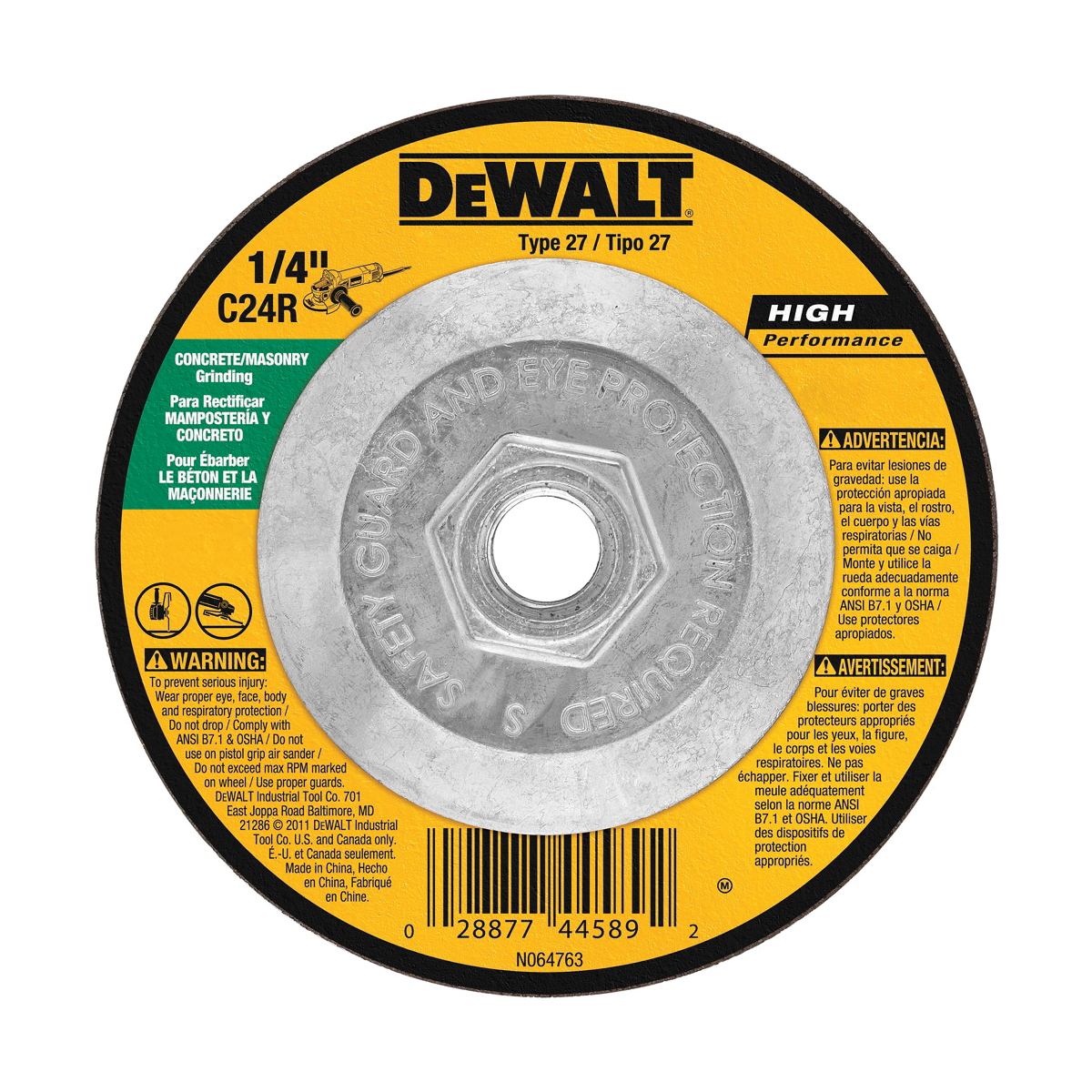 WHEEL CTR DEPRESSED 4-1/2IN 1/8IN ARBOR