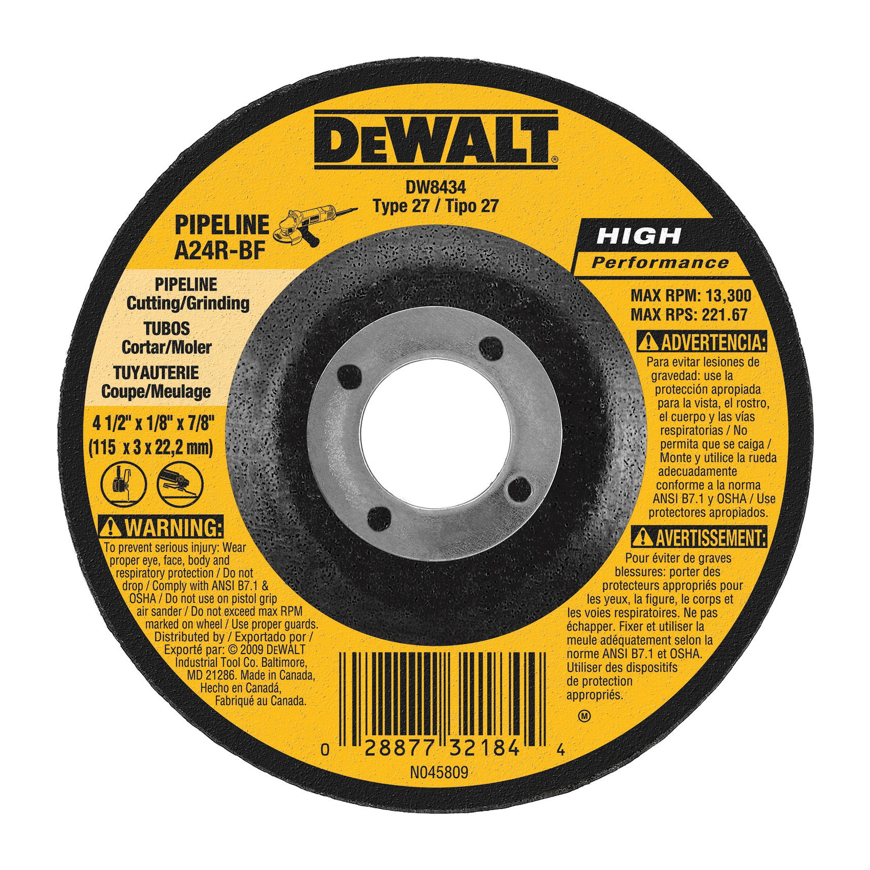 4-1/2 X 1/8 X 5/8-11 PIPELINE CUTTING /