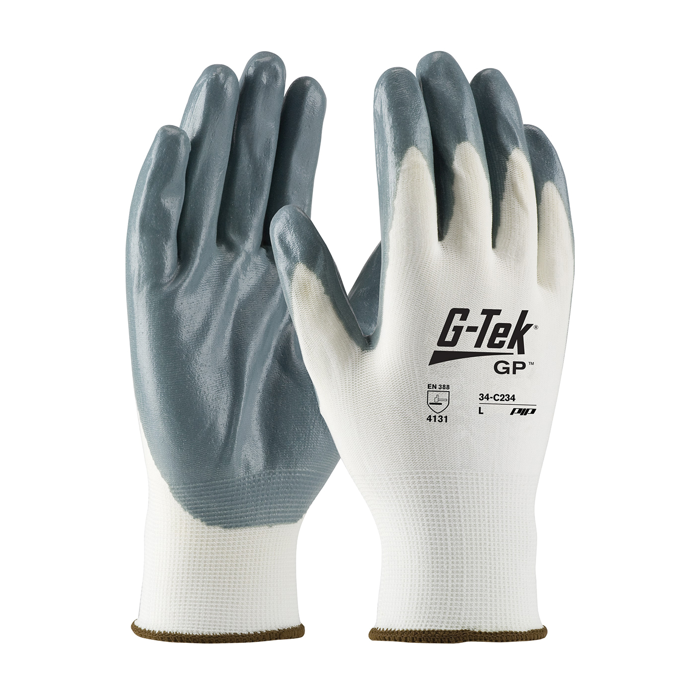GLOVES GP CTD L NYL NYL GRA/WHT NYL