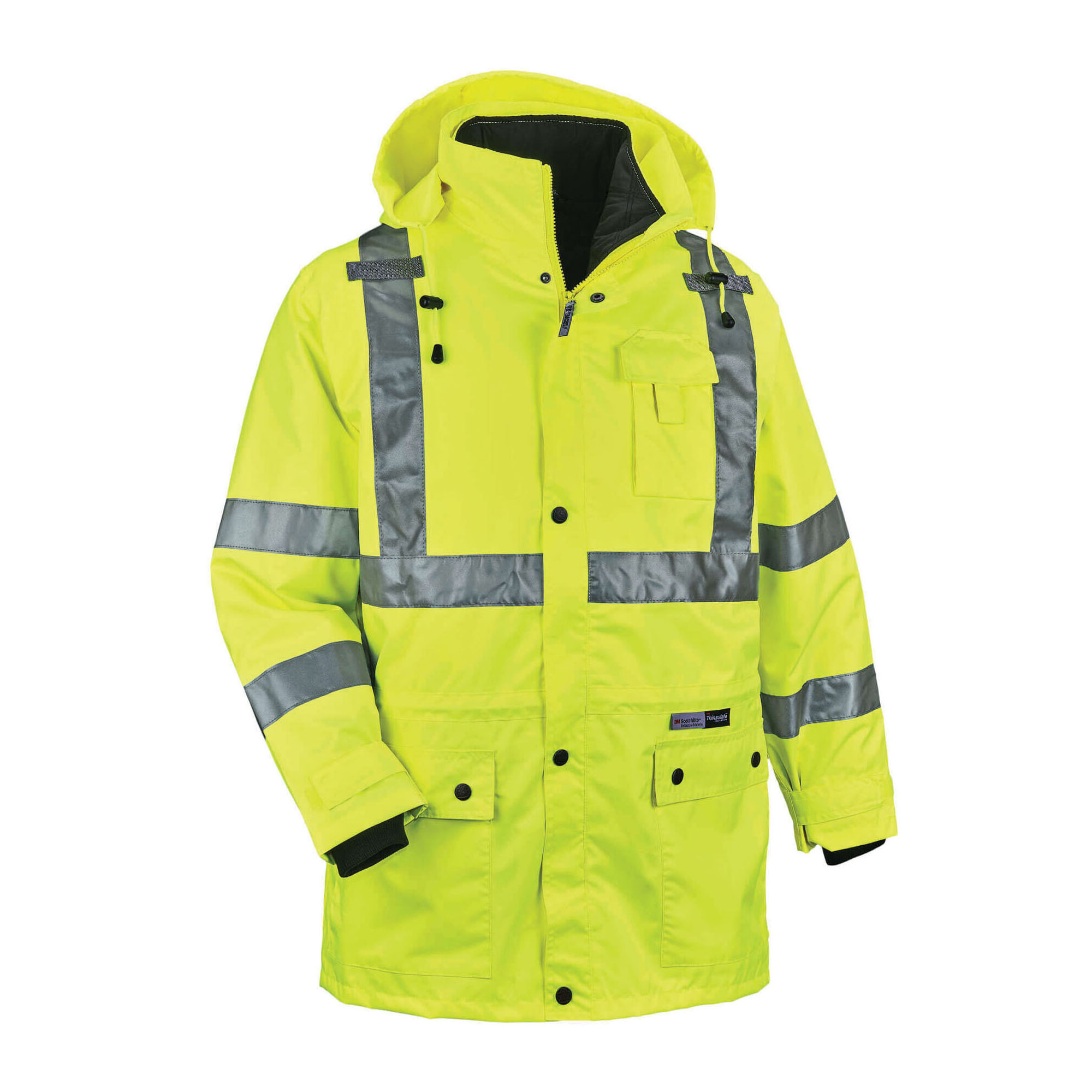 JACKET INSULATED M BK/HI-VIZ LIME 62.4OZ