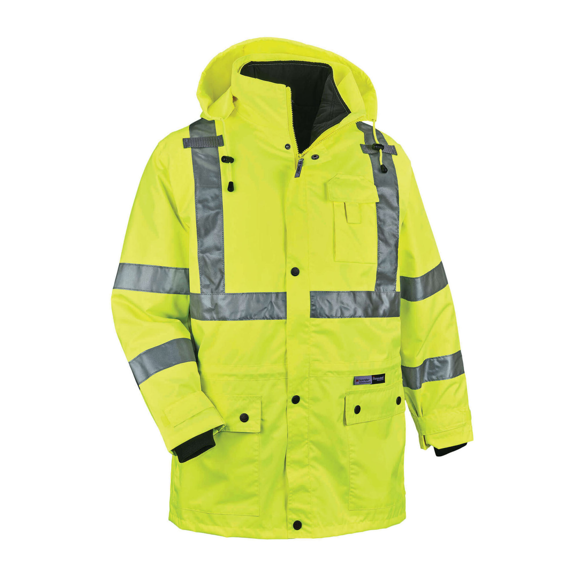 JACKET INSULATED L BK/HI-VIZ LIME 62.4OZ