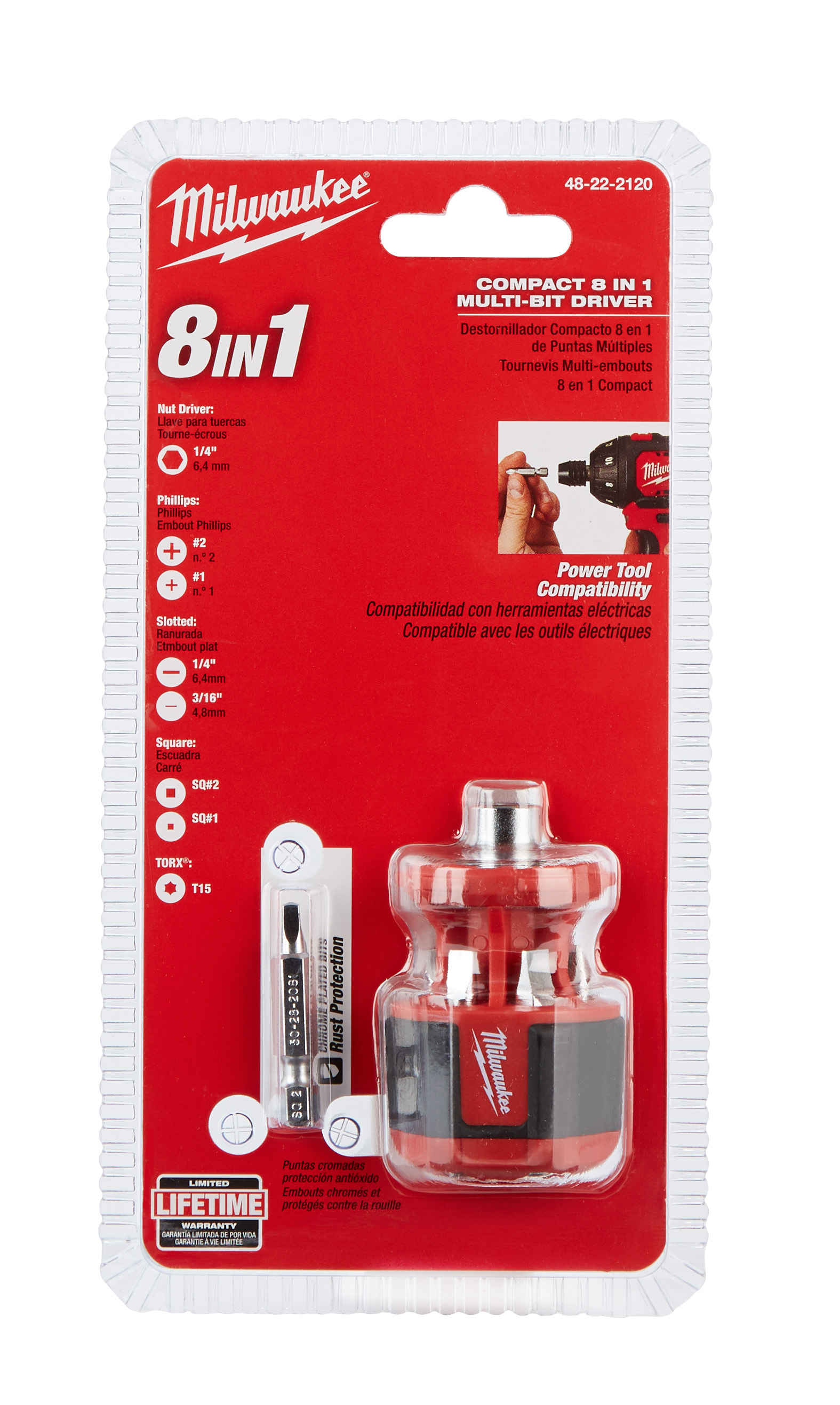 SCREWDRIVER MULTI-BIT 8-IN-1 1-ENDED 8