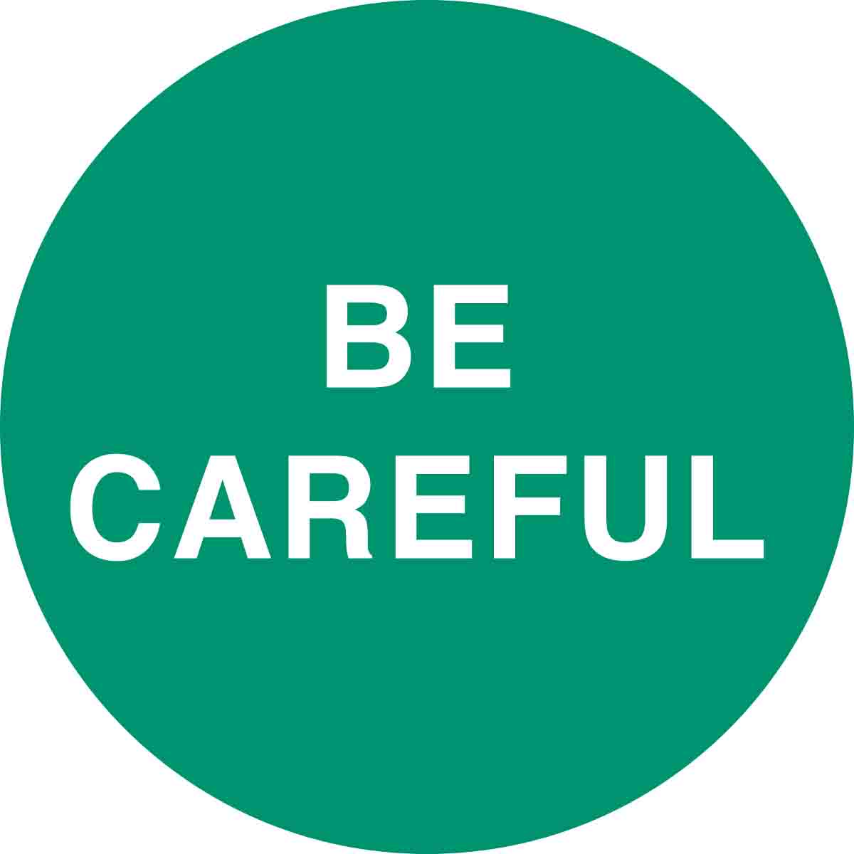 LABEL EMBLEM BE CAREFUL WHT ON GRN