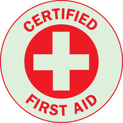 LABEL HAT HARD CERTIFIED FIRST AID