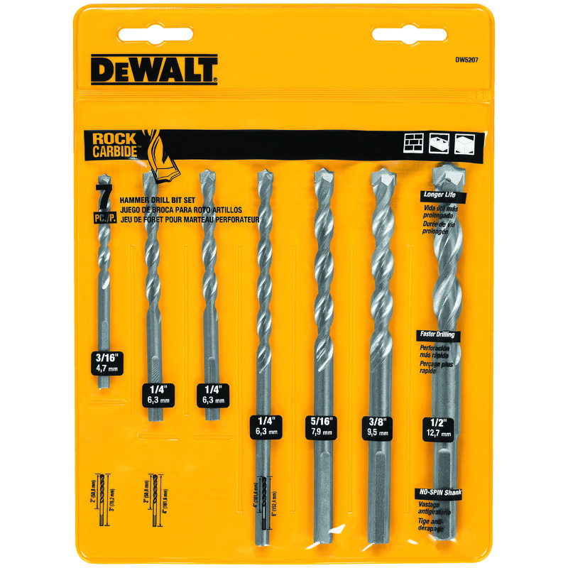 SET BIT DR MSNRY 7 CARBIDE 4 FLUTES SIL