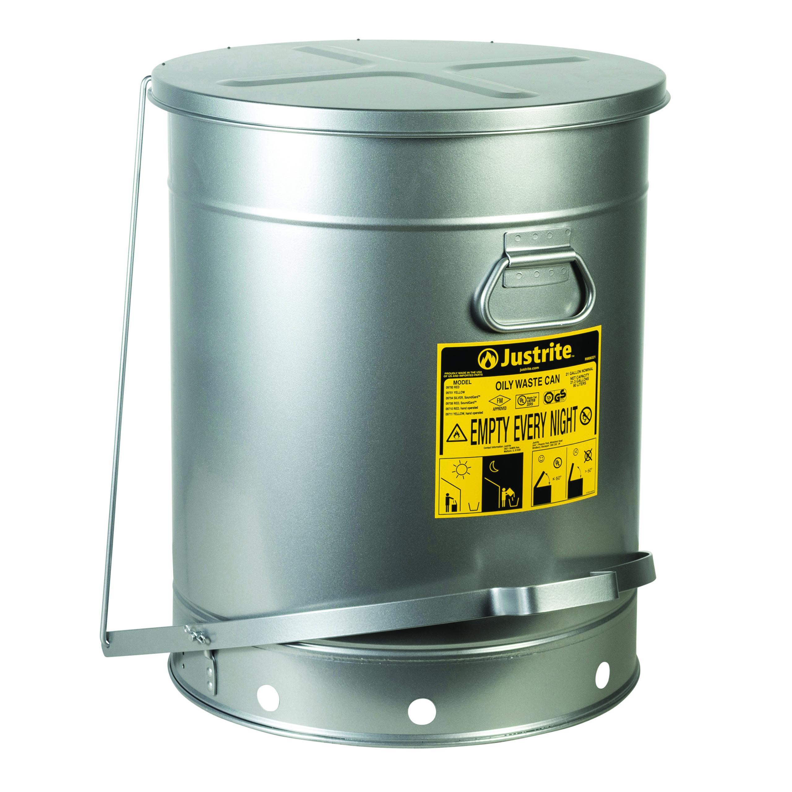 21 GAL. SILVER OILY WASTE CAN