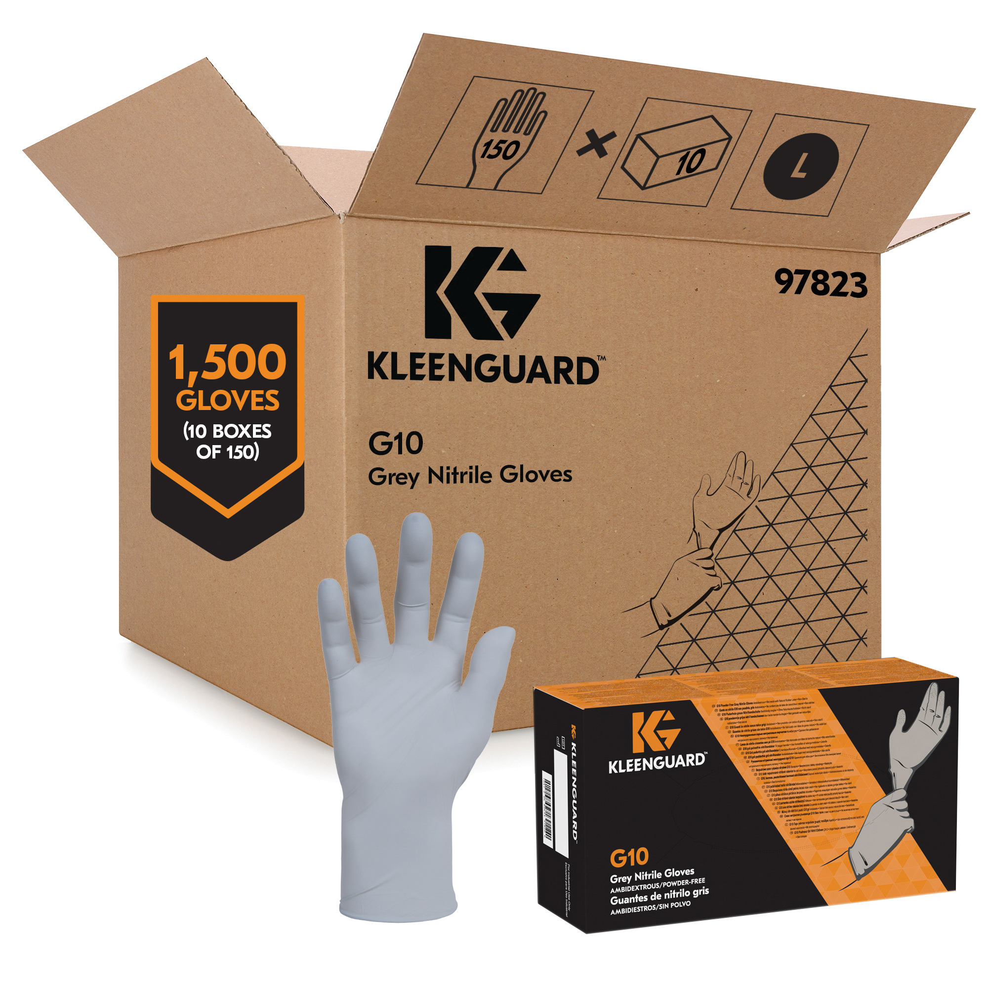 GLOVES DISPOSABLE L/SZ 9 NITRILE GRA G10
