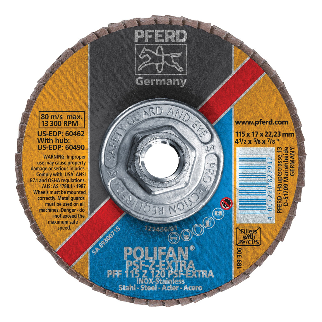 4-1/2 X 5/8-11 120 GRIT POLIFAN FLAP