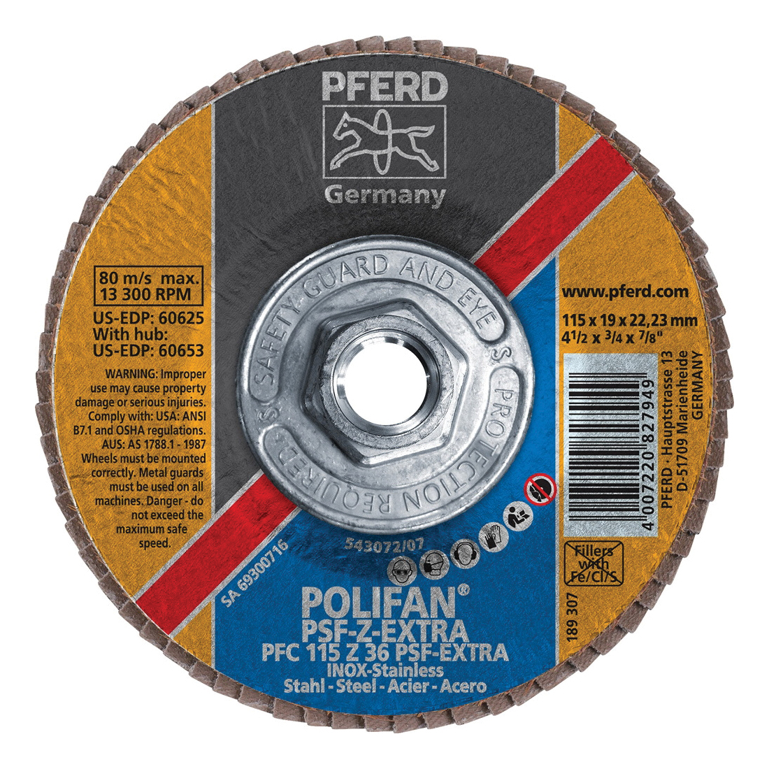 4-1/2 X 5/8-11 36 GRIT POLIFAN FLAP DISC