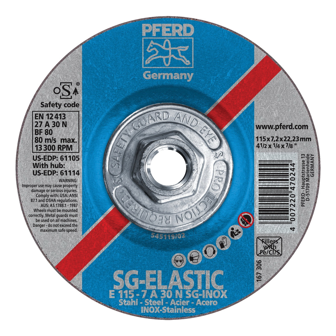 4-1/2 X 1/4 X 5/8-11 A24SGT TYPE 27