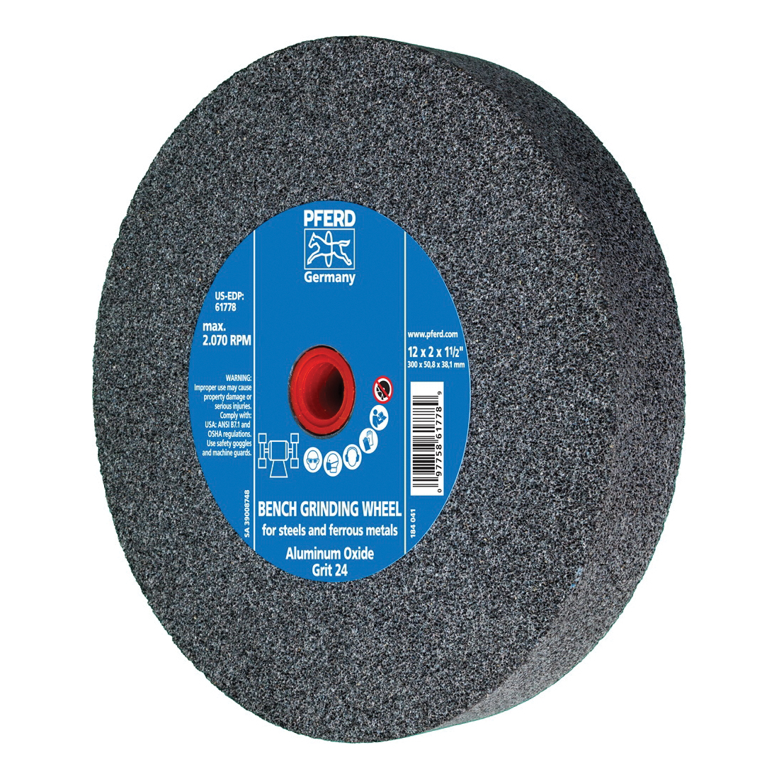 12 X 2 X 1-1/2 24 GRIT BENCH WHEEL