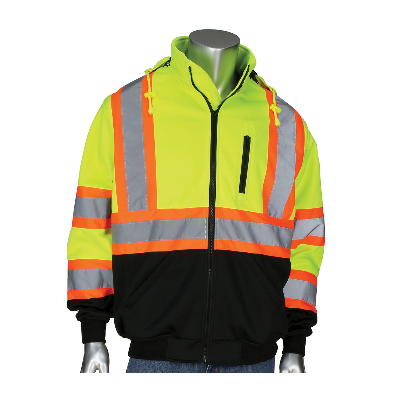 SWEATSHIRT 2X BK/HI-VIZ LIME YEL 54.3IN