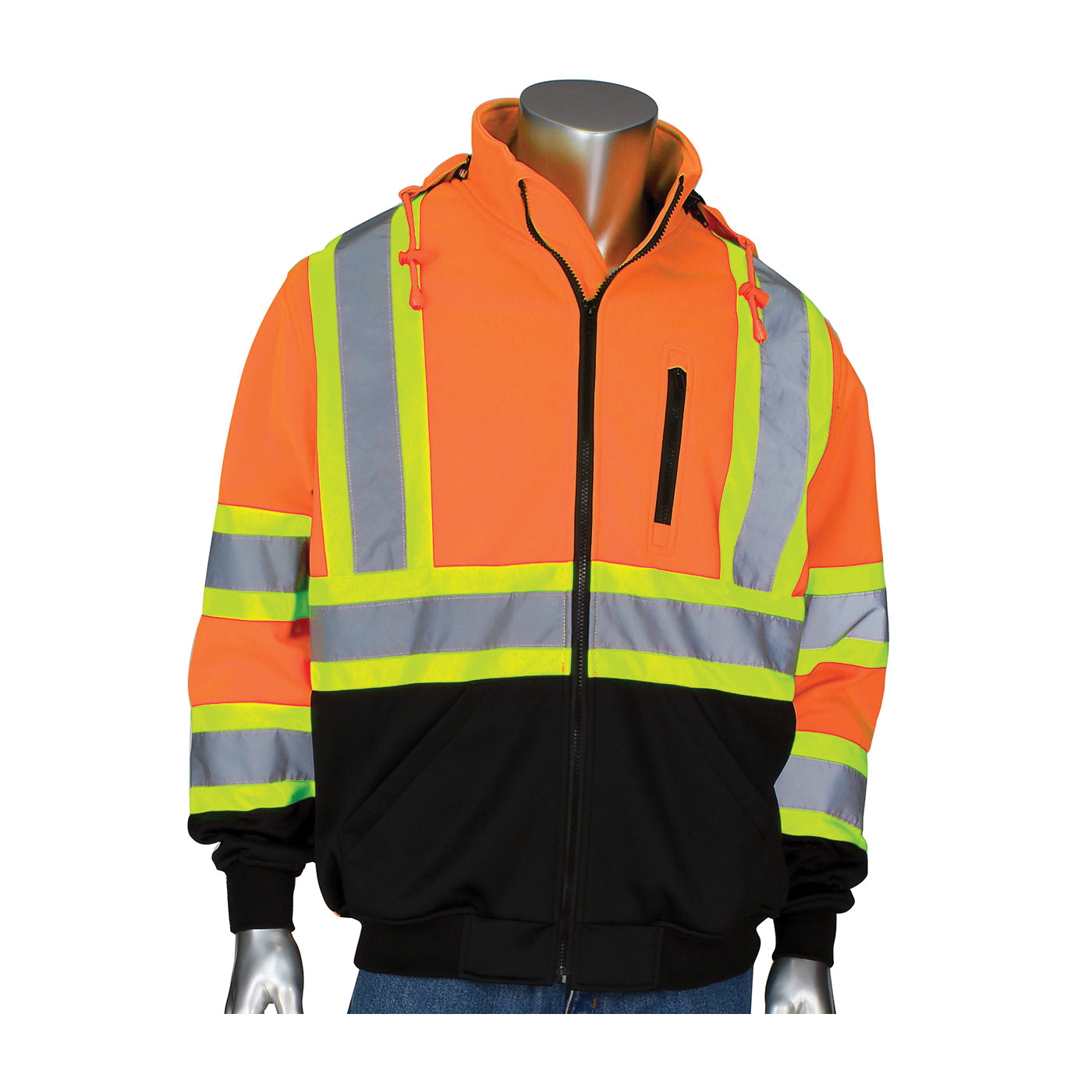 SWEATSHIRT 4X BK/HI-VIZ ORN 33IN 380GSM