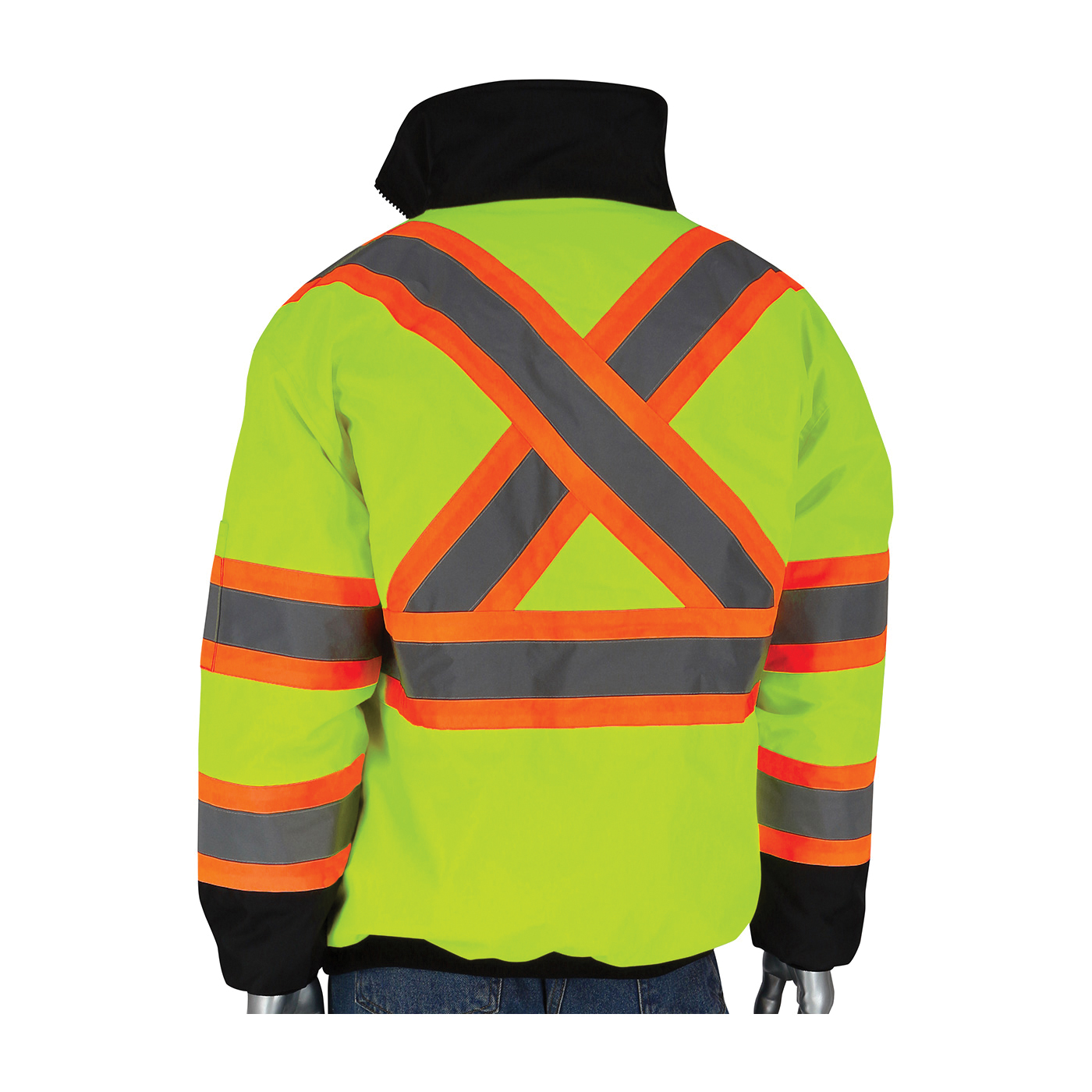 JACKET B BK/HI-VIZ LIME YEL 300D POLYEST
