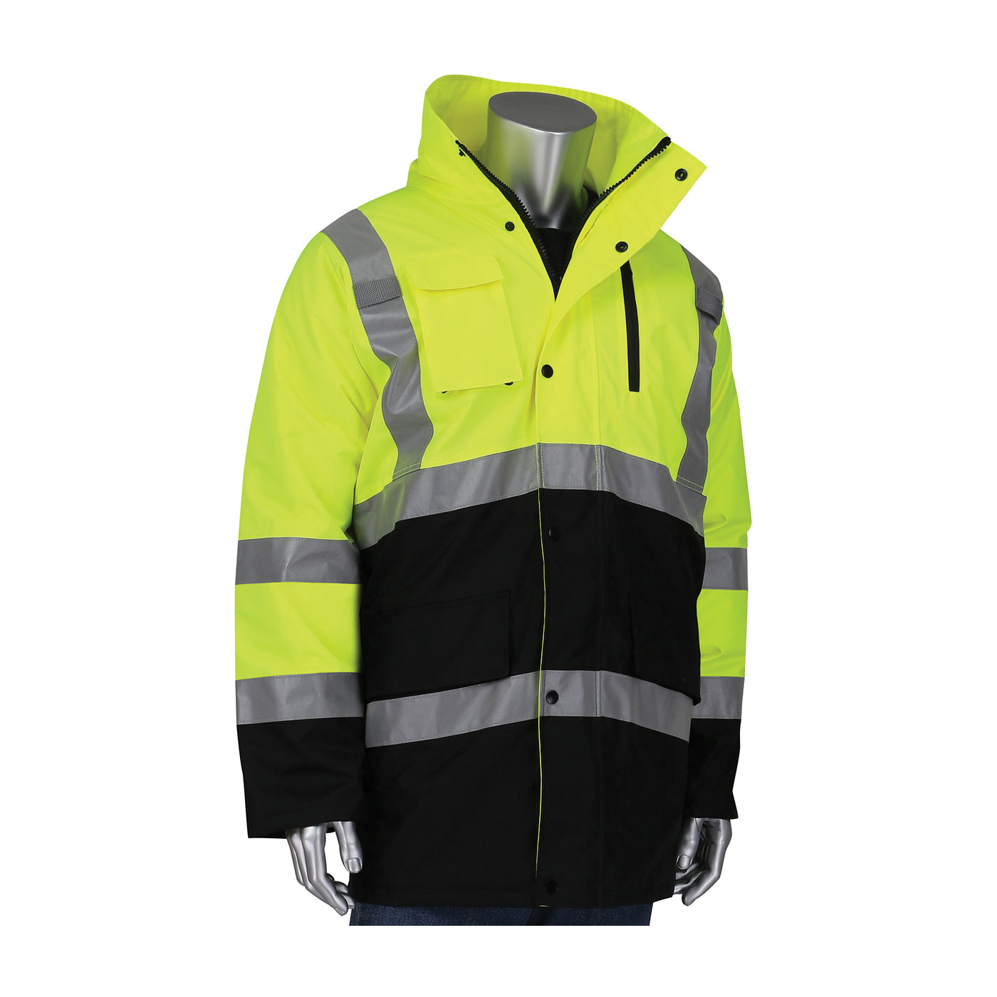 COAT WORK BK/HI-VIZ LIME YEL 50IN WTR M
