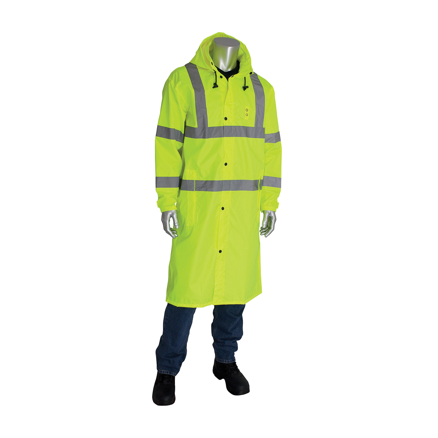 COAT RAIN 2XL HI-VIZ LIME YEL 46.4IN YES