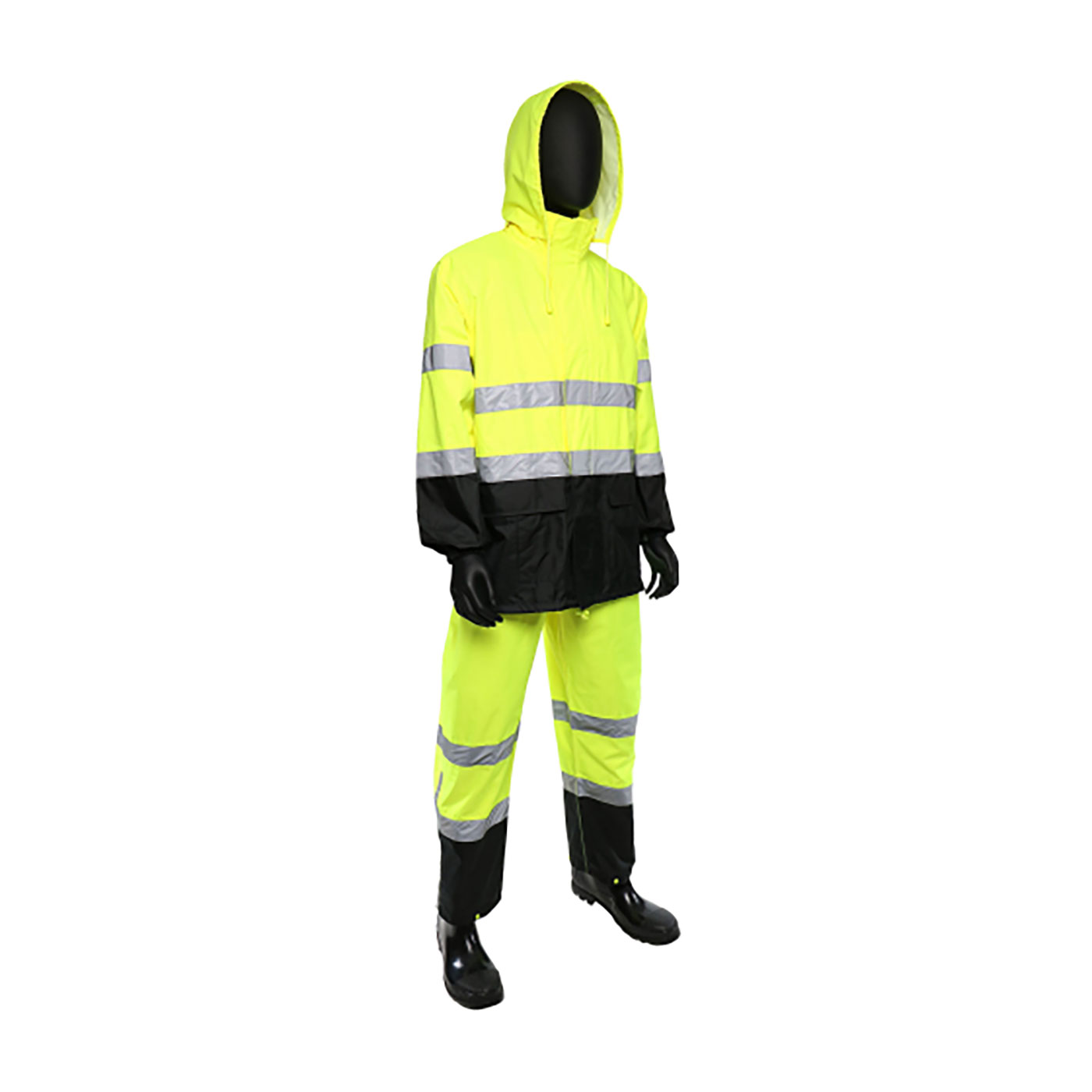 RAINSUIT 2XL HI-VIZ BK/YEL 55IN 30-1/2IN