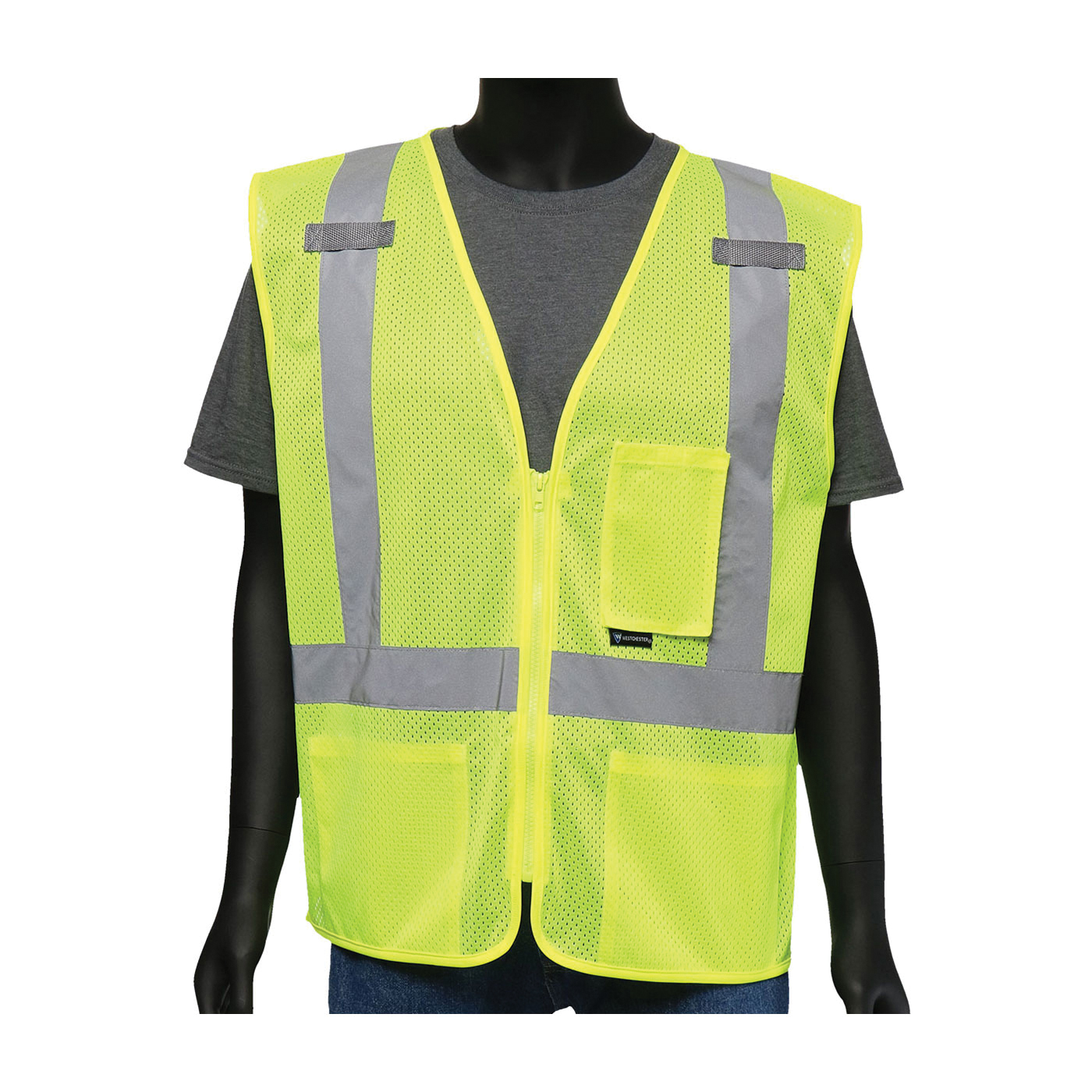 VEST SAF 2XL HI-VIZ GRN POLYEST MESH