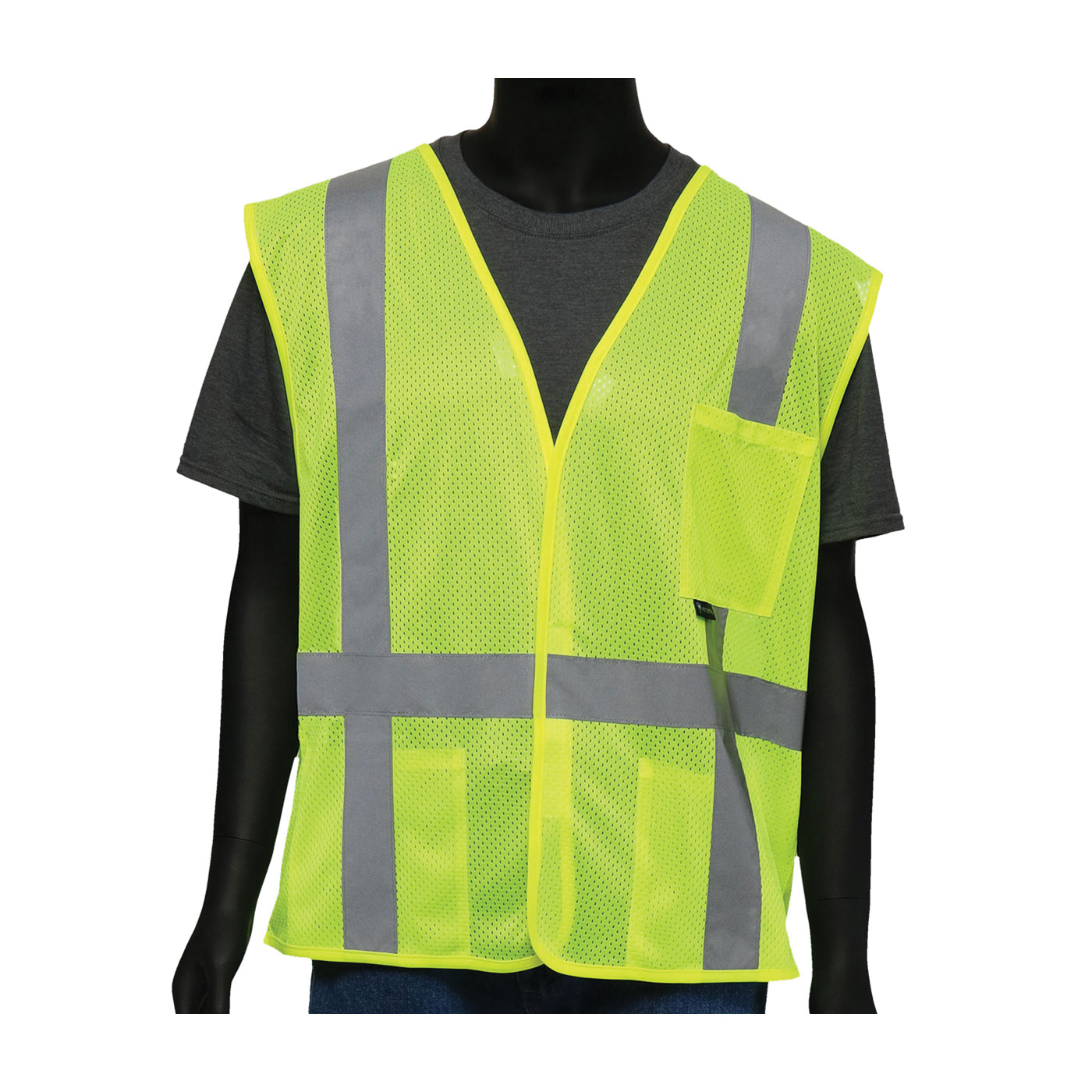 VEST SAF 2XL HI-VIZ GRN POLYEST MESH