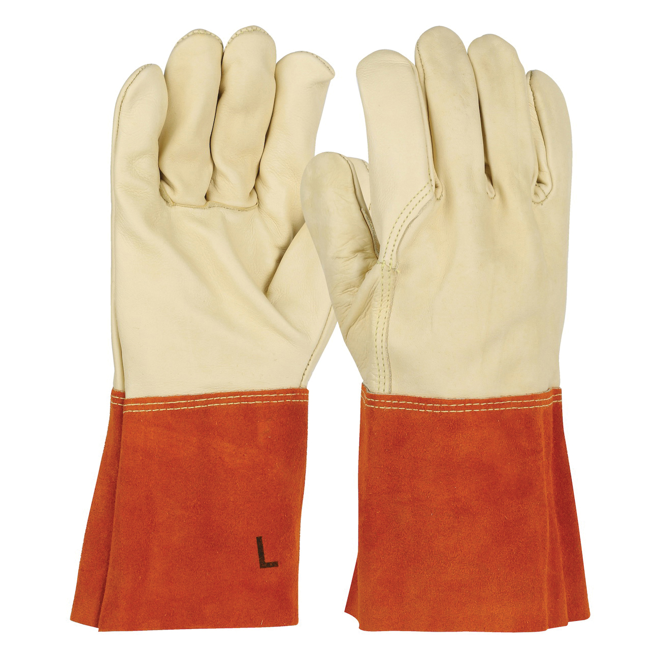 GLOVES WELDERS L OFF-WHT/RUSSET UNLINED