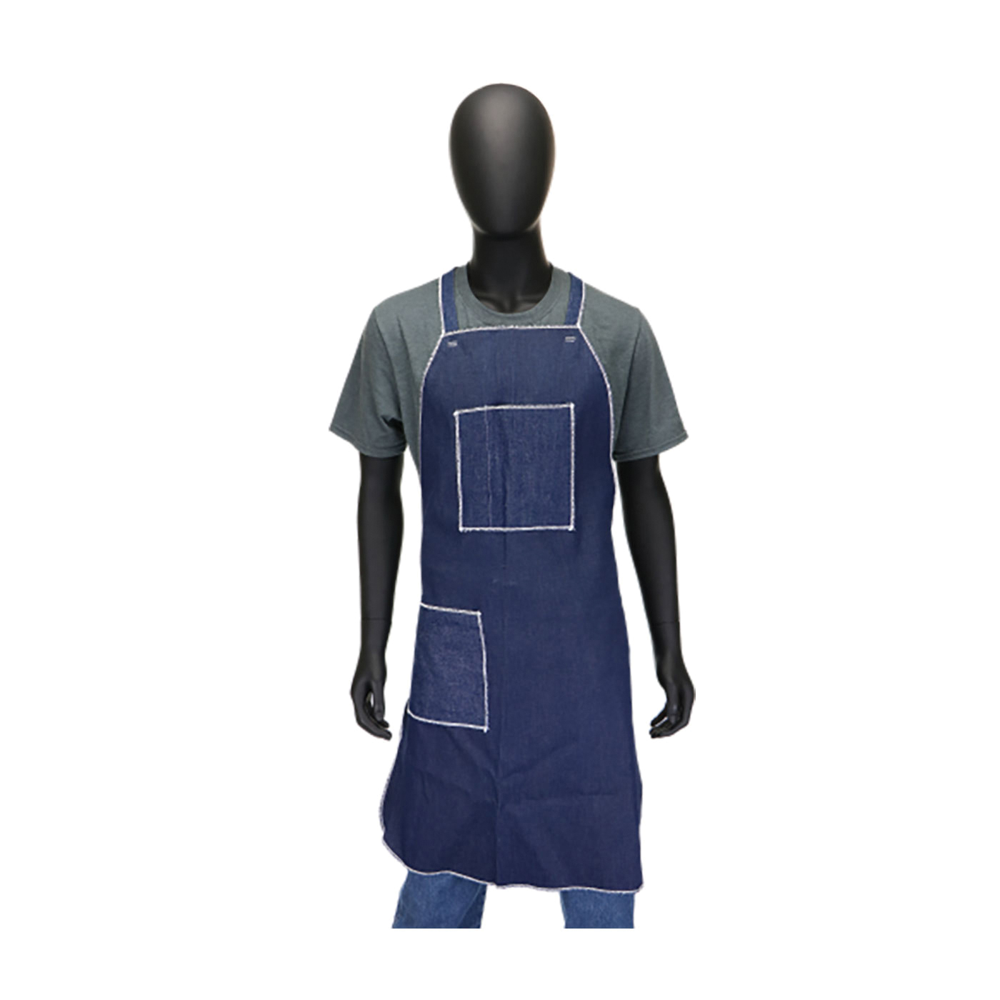 APRON BIB UNIV BL DENIM 36IN 28IN TIE