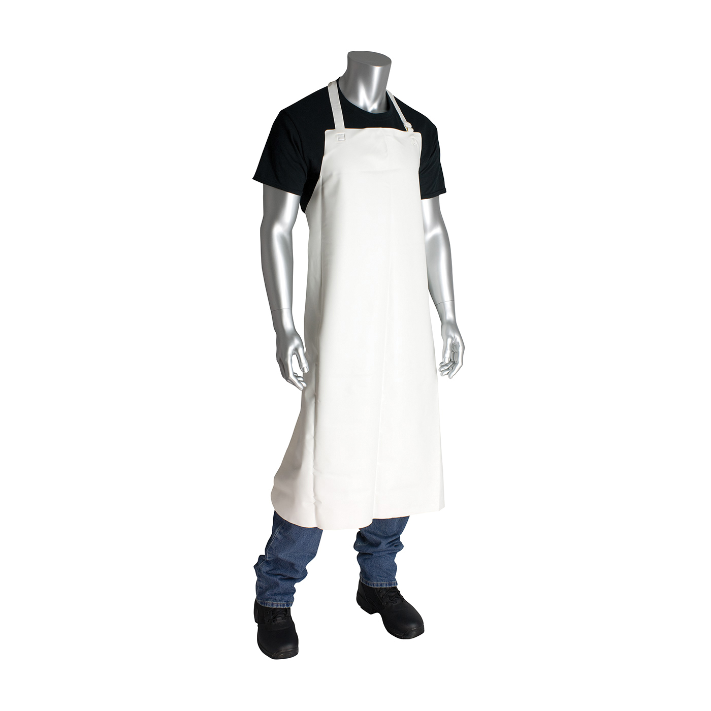 APRON BIB WHT PVC/VNYL 44INL 33INW HVYD