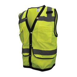 VEST SAF SURVEYOR L HI-VIZ GRN SNAP 9 HD