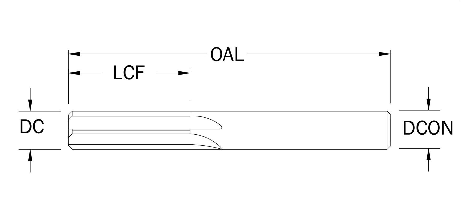 REAMER CHUCKING 2MM 44MM 2MM STR STR
