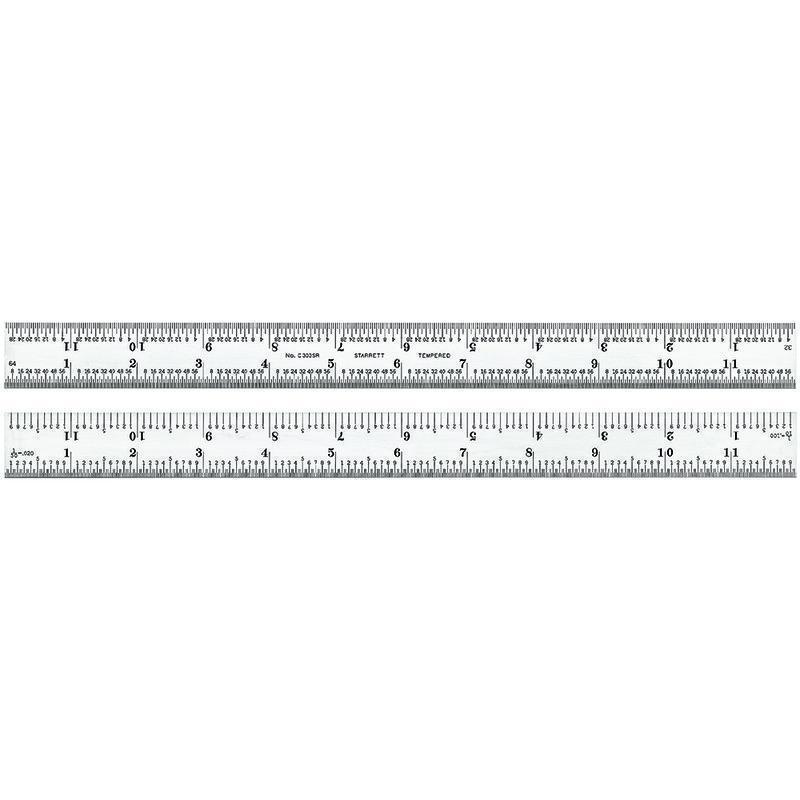 RULE PRCNIN 12X1X1/5IN STL SIL BK