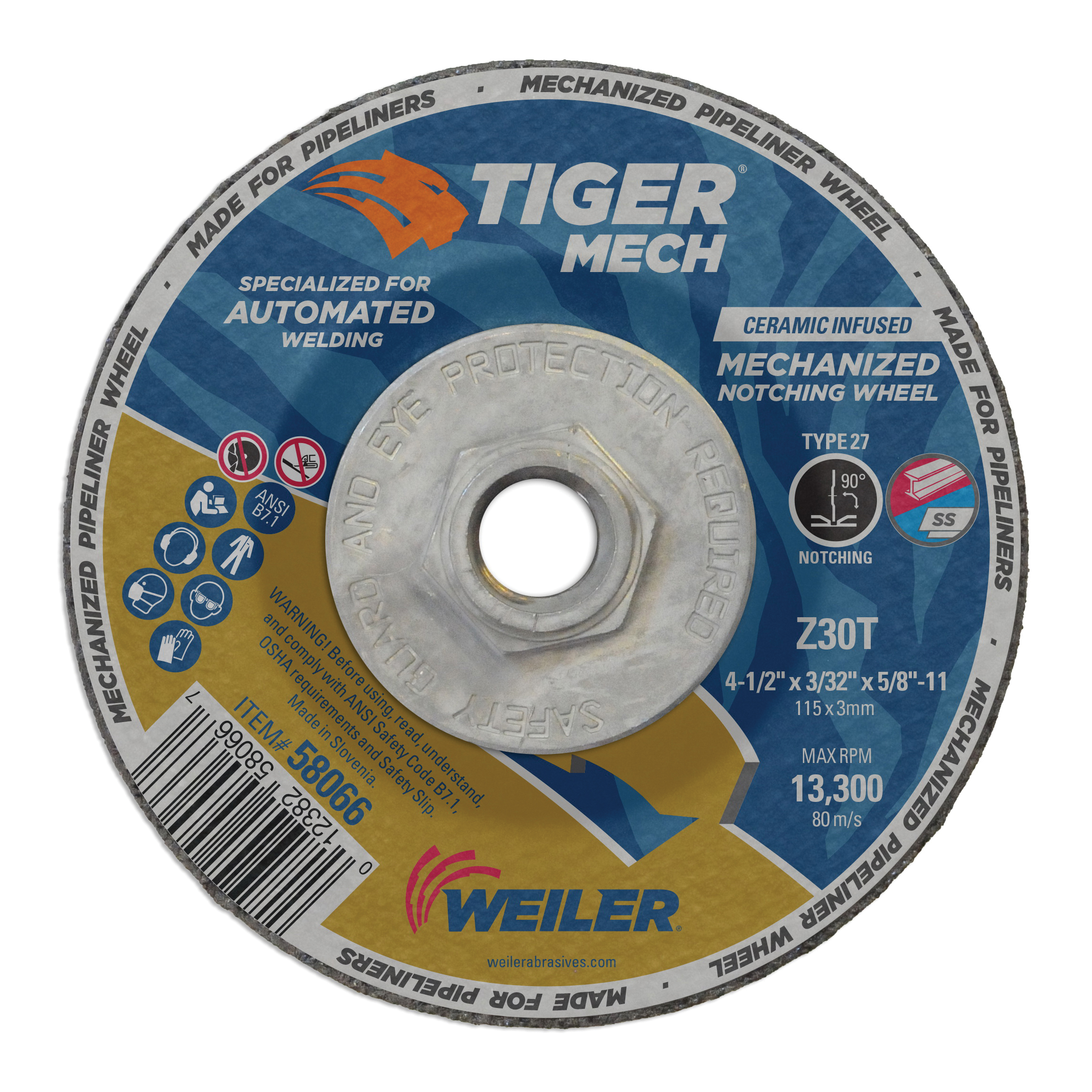 WHEEL CTG 4-1/2IN 3/32IN 5/8-11 UNC 30 T