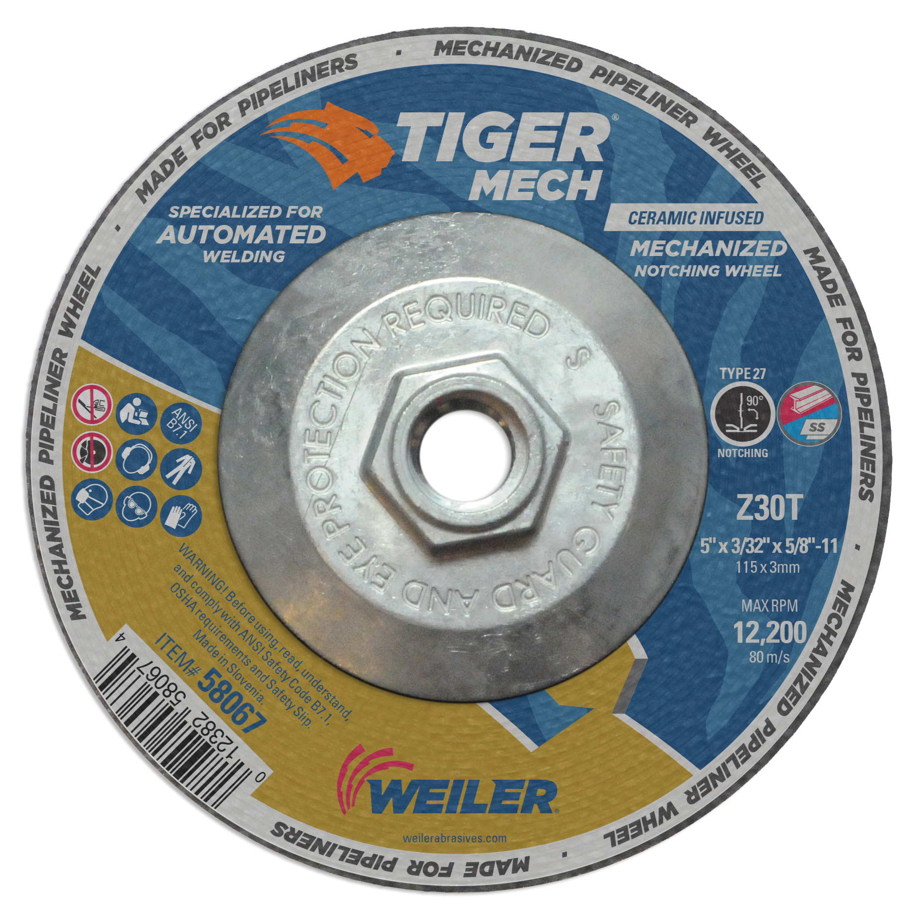 WHEEL CTG 5IN 3/32IN 5/8-11 UNC 30 RESIN
