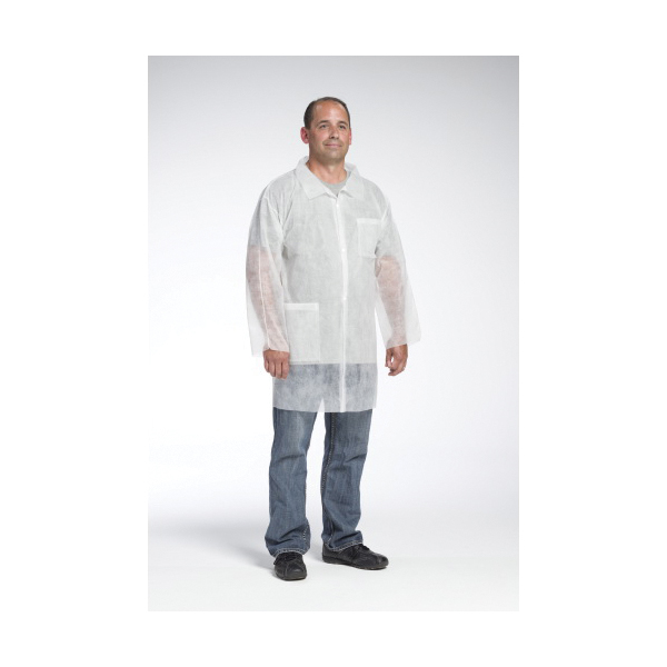 COAT LAB 2XL WHT SPUNBOND PP 39-1/2IN 2