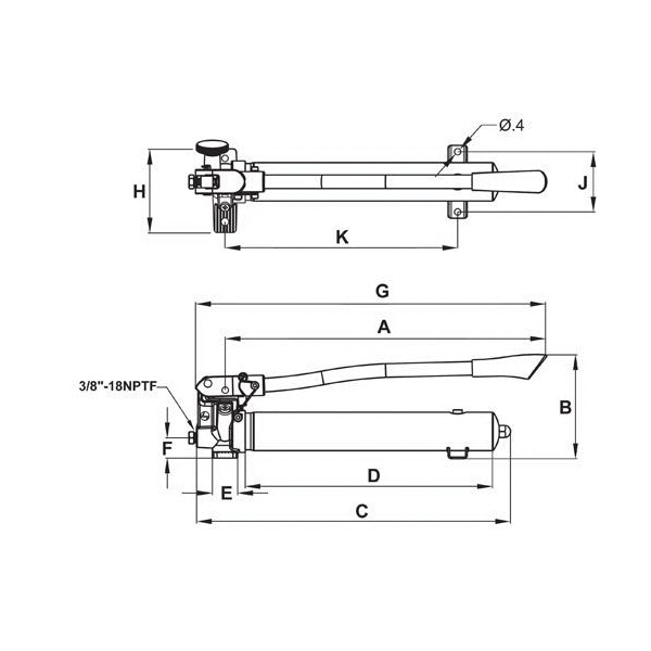 PUMP HD 36.5CU-IN OIL 3/8-18 NPTF 5.2IN